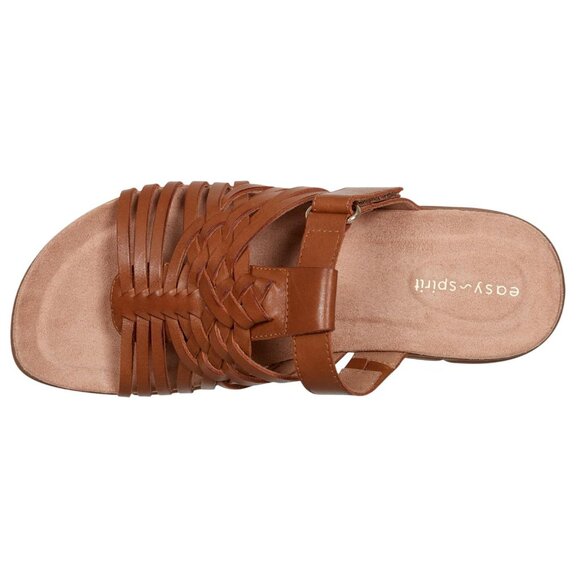 Easy Spirit Womens Strappy Mindi Flat Sandal SEMINDI Cognac Leather Brown 7.5M - Picture 8 of 11
